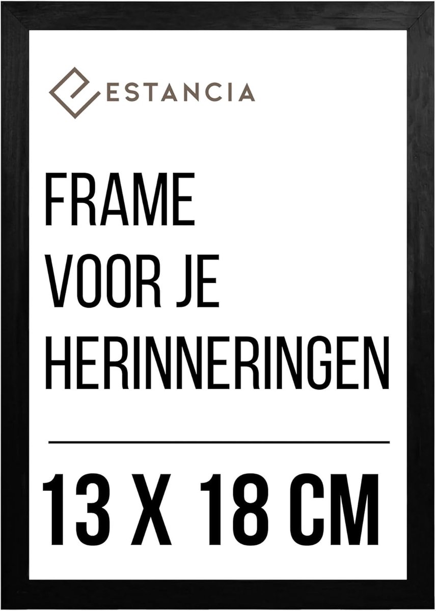 SnelShoppen - Zwart Houten Fotolijst 13x18cm met Schokbestendig Plexiglas - Perfect voor Thuis, Feesten en Herinneringen