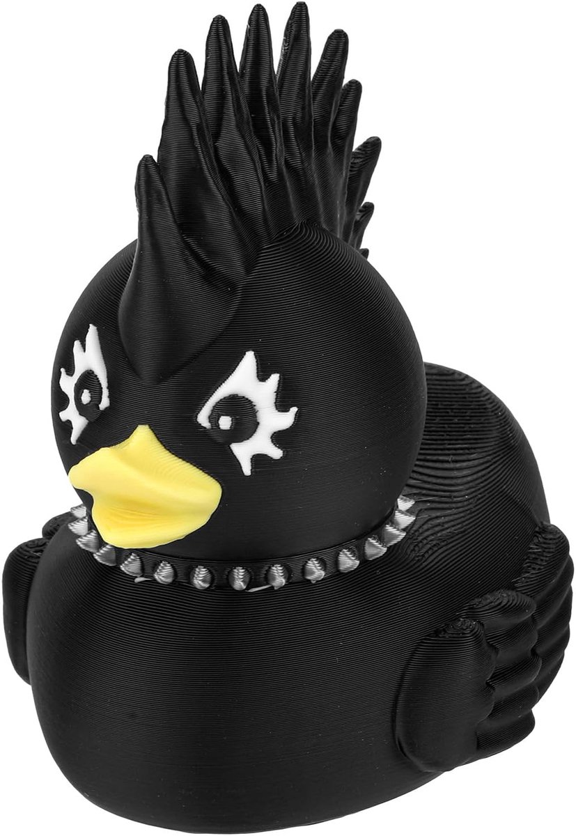 SnelShoppen - Rock Duck 9cm Hoog 3D Geprinte Donkere Eend Punk Stijl Grappige Gotic Eend Bad Eend Speelgoed Volwassenen Thuis Kantoor Auto Decoratie