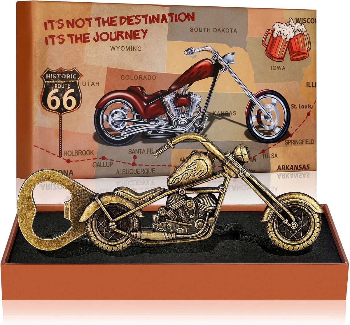 SnelShoppen - Vintage Motorcycle Beer Opener - Persoonlijk Cadeau voor Mannen - Perfect voor Vaderdag, Verjaardag, Kerst en Feestjes