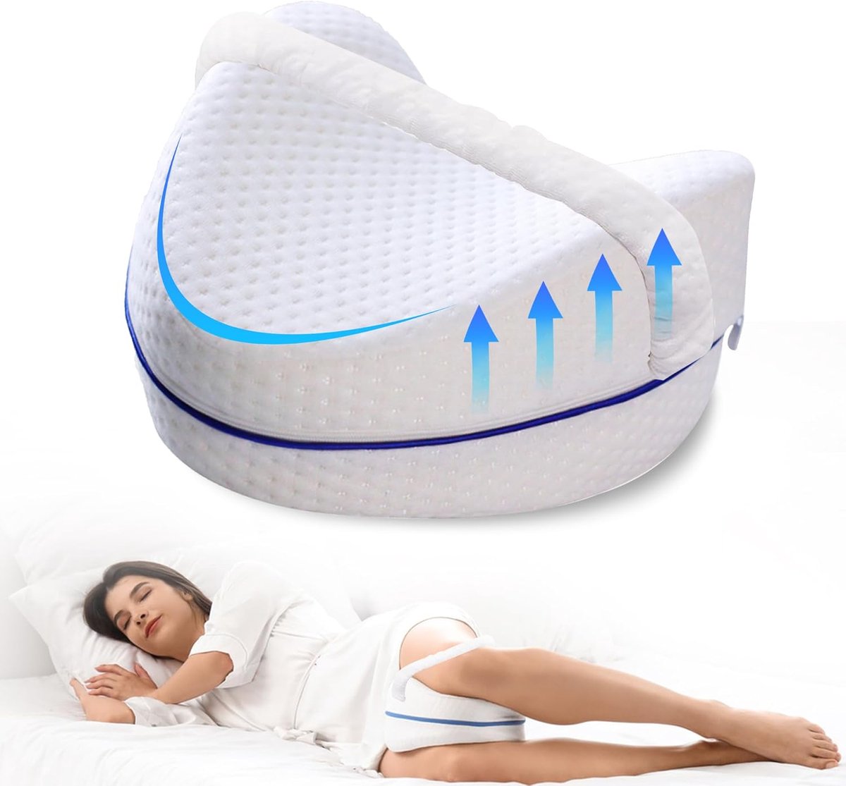 SnelShoppen - Legkussen Memory Foam, Ergonomisch Kniekussen voor Zijslapers met Verwijderbare en Wasbare Hoes, Perfect voor Comfortabele Nachtrust