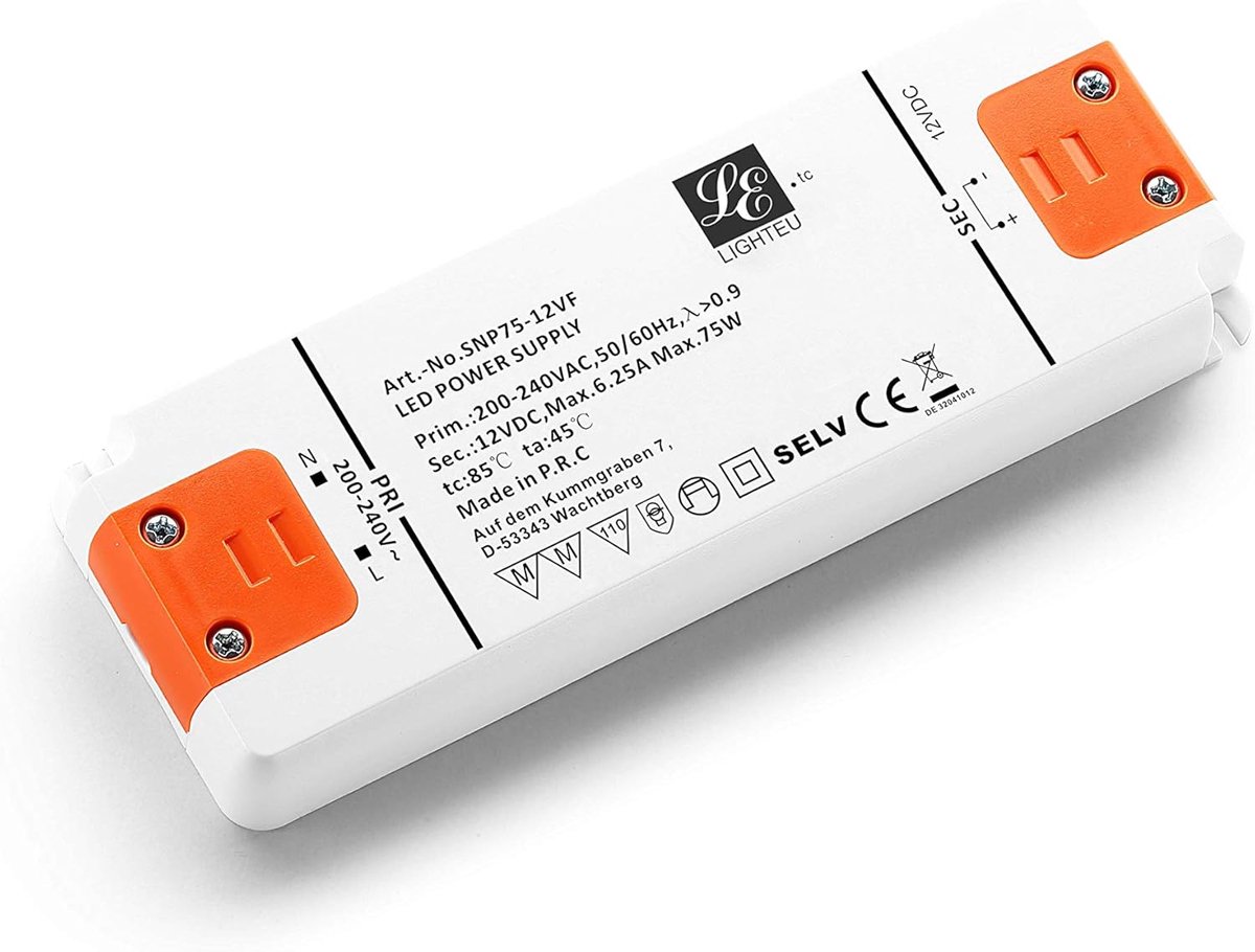 SnelShoppen - LED Transformator 20W 12V DC 1.67A - Stroomvoorziening voor LED Strip Lichten, G4, MR11, MR16 Lampen - Flickervrij, Geschikt voor Thuisg