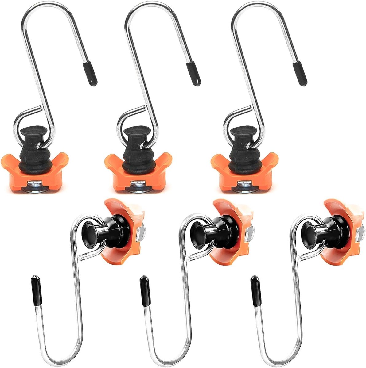 SnelShoppen - Pack van 6 Airline Rail Accessoires Haken - Enkel Eindbevestigingen voor Lashing Rails - 50 kg Capaciteit - Duurzaam en Corrosiebestendi