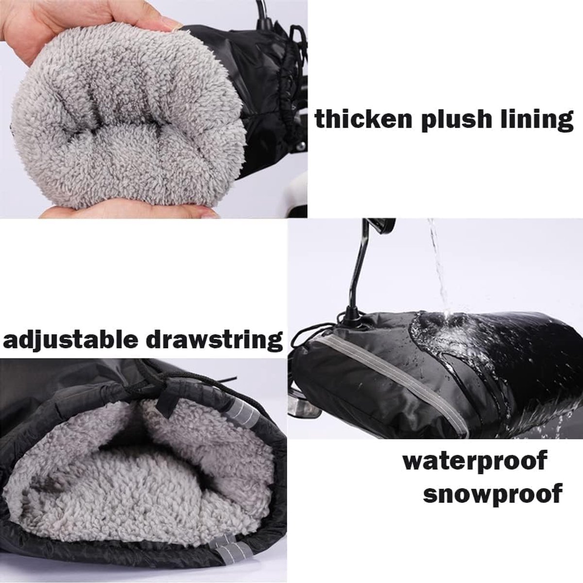 SnelShoppen - Stuurwarmers voor Motorfiets en Fiets - Winddichte Handschoenen - Waterdicht - Handwarmers met Reflecterende Strepen - Geschikt voor ATV