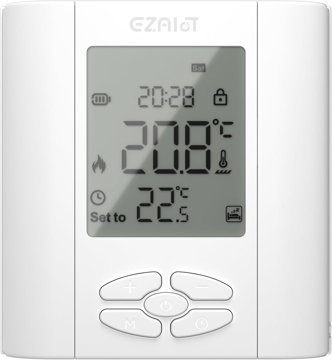 SnelShoppen - Programmeerbare Thermostaat 5A - 2 AA Batterijen Inclusief - Voor Gas, Olie, Elektrische Ketel - Wandmontage - Weekprogrammering 5+2/6+1