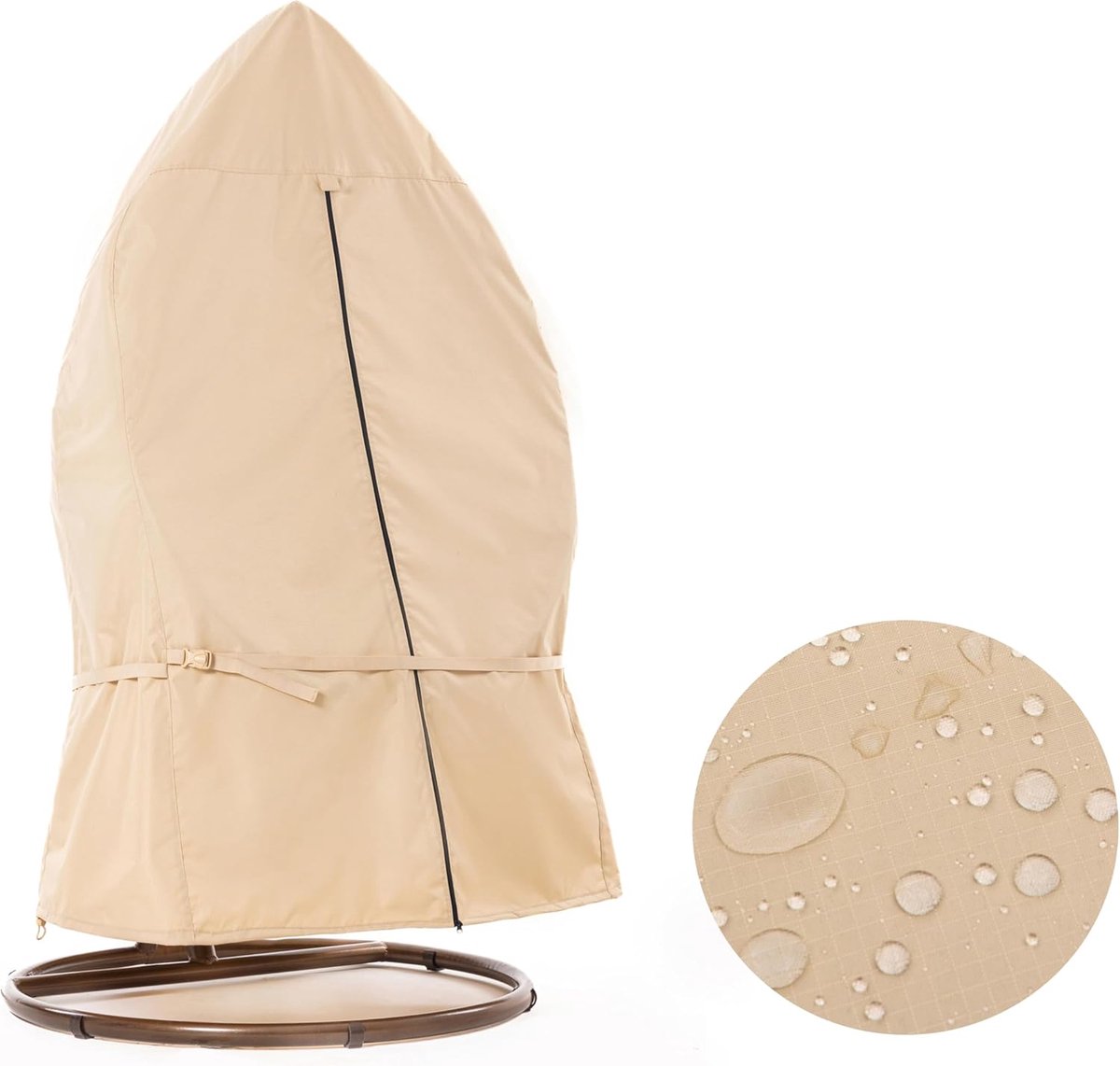 SnelShoppen - Beige Egg Chair Cover Heavy Duty Waterproof Tuinmeubelhoes 114x178 cm Voor Hangstoel, Balkon, Bescherming Tegen Weer, Waterdicht, Sterk