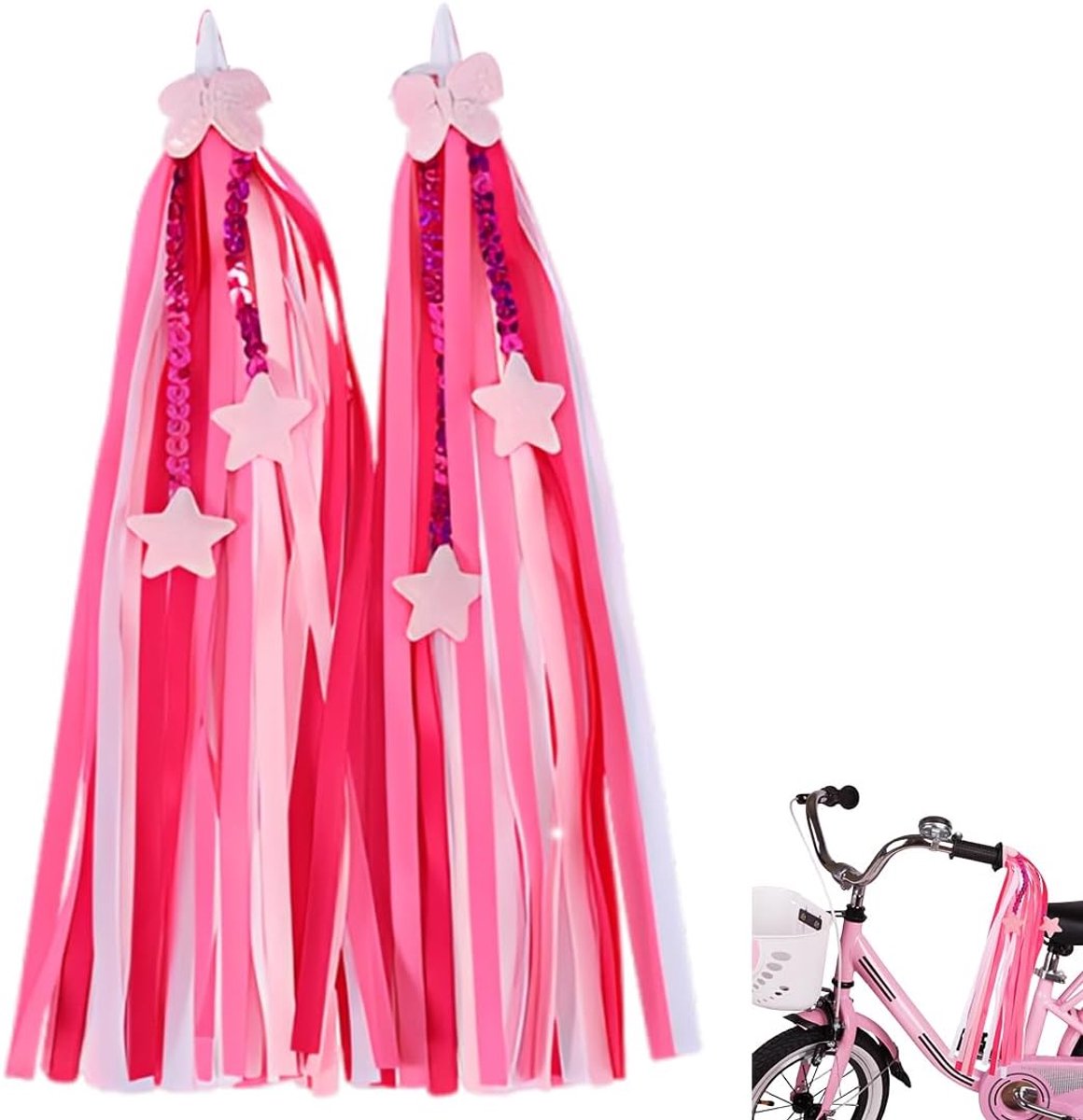 SnelShoppen - 1 Paar Stuurbanden Kinderen met Decoratieve Banden en Strikken voor Fietsaccessoires - Kleurrijk en Duurzaam - Ideaal voor Jongens en Me