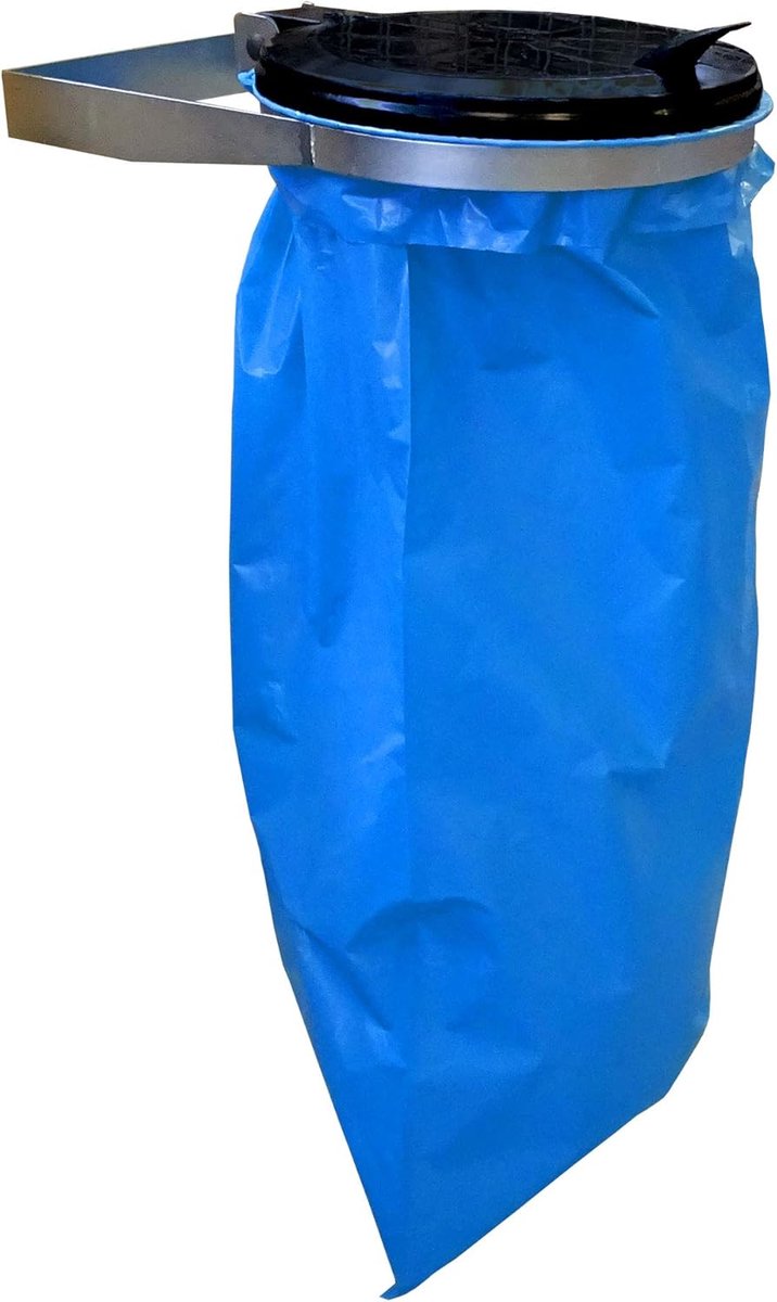 SnelShoppen - Wandbeugel voor Vuilniszak met Deksel | Stalen Zakhouder 120 Liter | Stevige Muurhouder voor Afvalzakken | Houder voor Gele Zak 120L | A