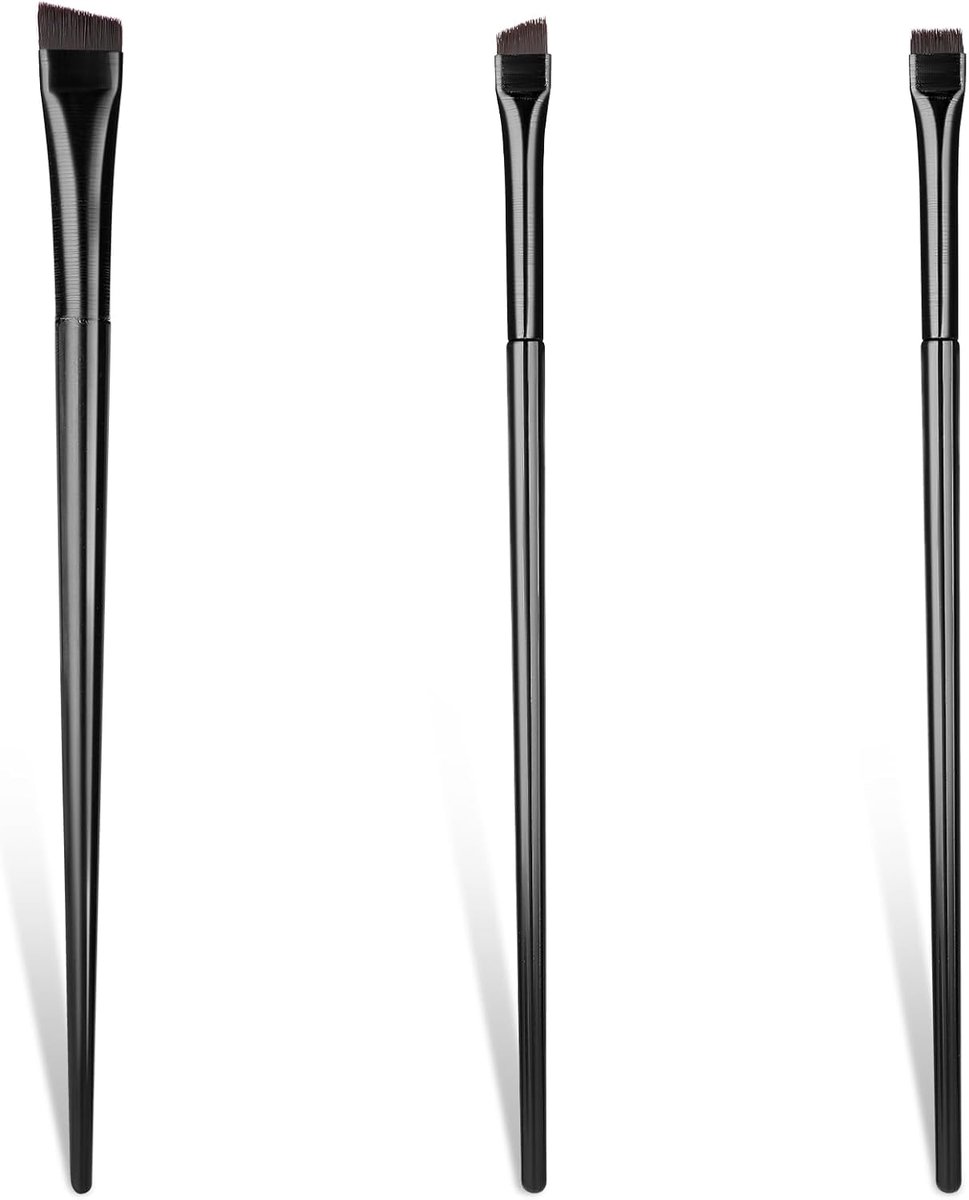 SnelShoppen - Eyeliner Brush Set - Professionele Oblique Eyebrow Eyeliner Kwasten Set 3 Stuks - Perfect voor Eyeliner en Wenkbrauwen - Hoogwaardige Ma