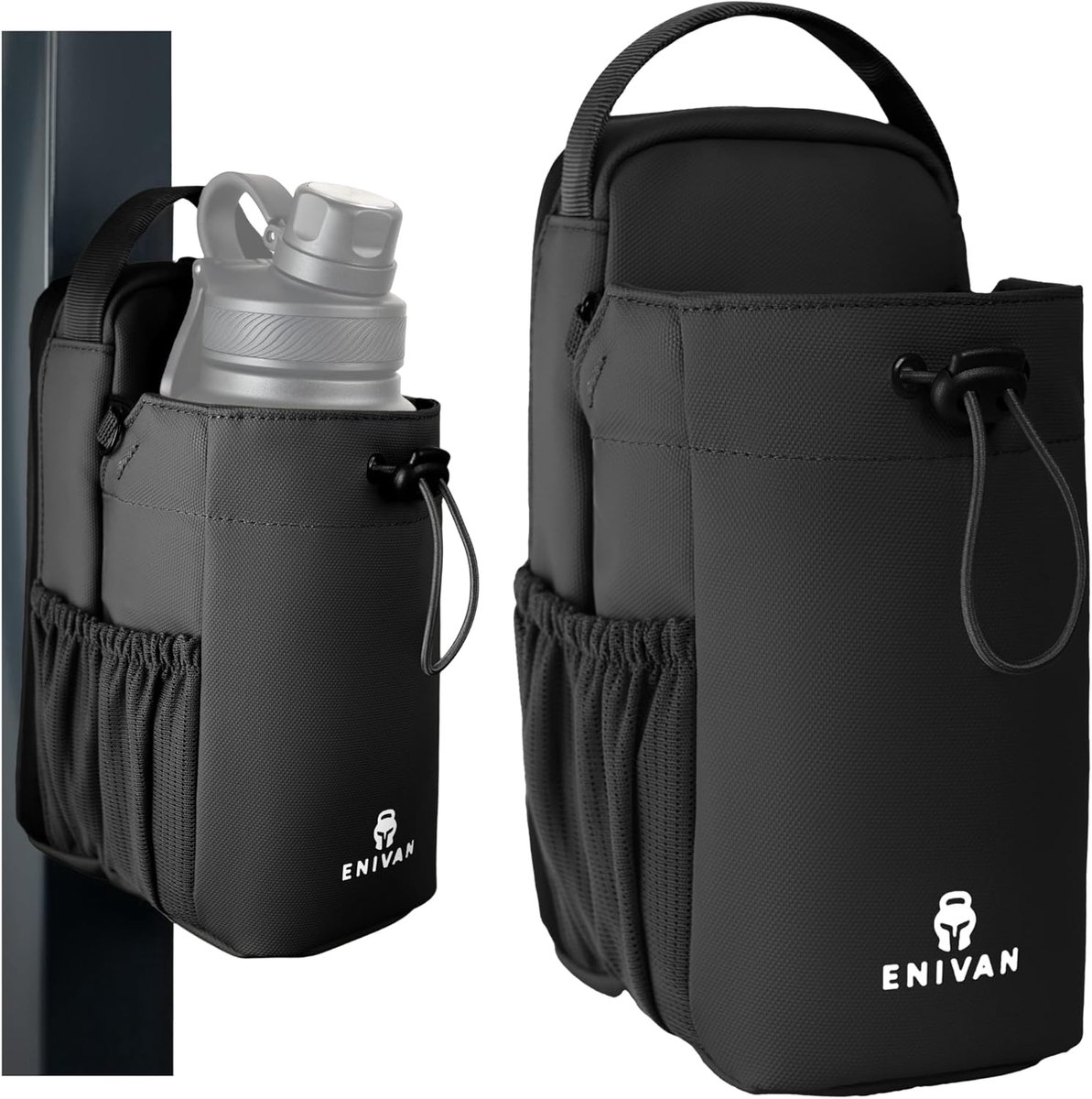 SnelShoppen - Magnetische Sporttas met Magnetische Bevestiging, Fleshouder 1.5L, Telefooncompartiment, Schouderband, Carabiner Sleutels, Heuptas voor