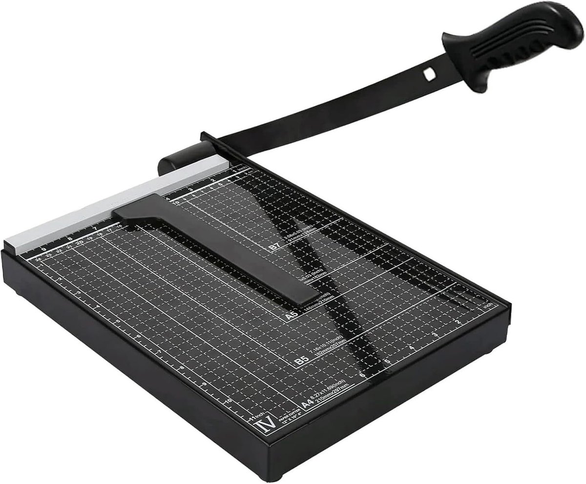 SnelShoppen - A4 Papierversnijder met Metalen Basis, Hefboomsnijder met Magnetische Papiergeleider, Veiligheidsbeveiliging, Ergonomische Handgreep, Ca