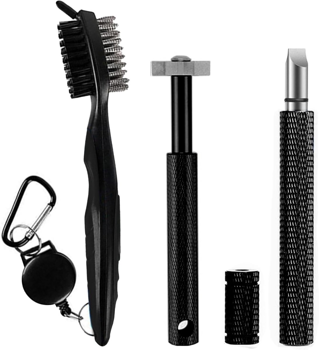 3-Pack Golf Club Brushes met Dubbelzijdige Nylon en RVS Spike, Groefreiniger en Sharpener voor Verbeterde Golfprestaties