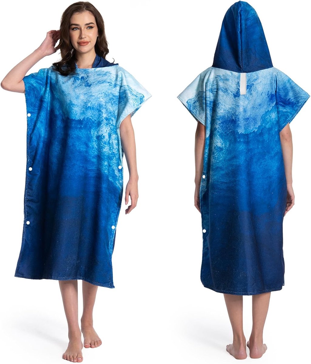 Thijox - Omkleedponcho Badjas met Capuchon voor Volwassenen - Sneldrogend Lichtgewicht Badlaken - Perfect voor Zwembad, Strand, Surfen - 108L x 82B CM