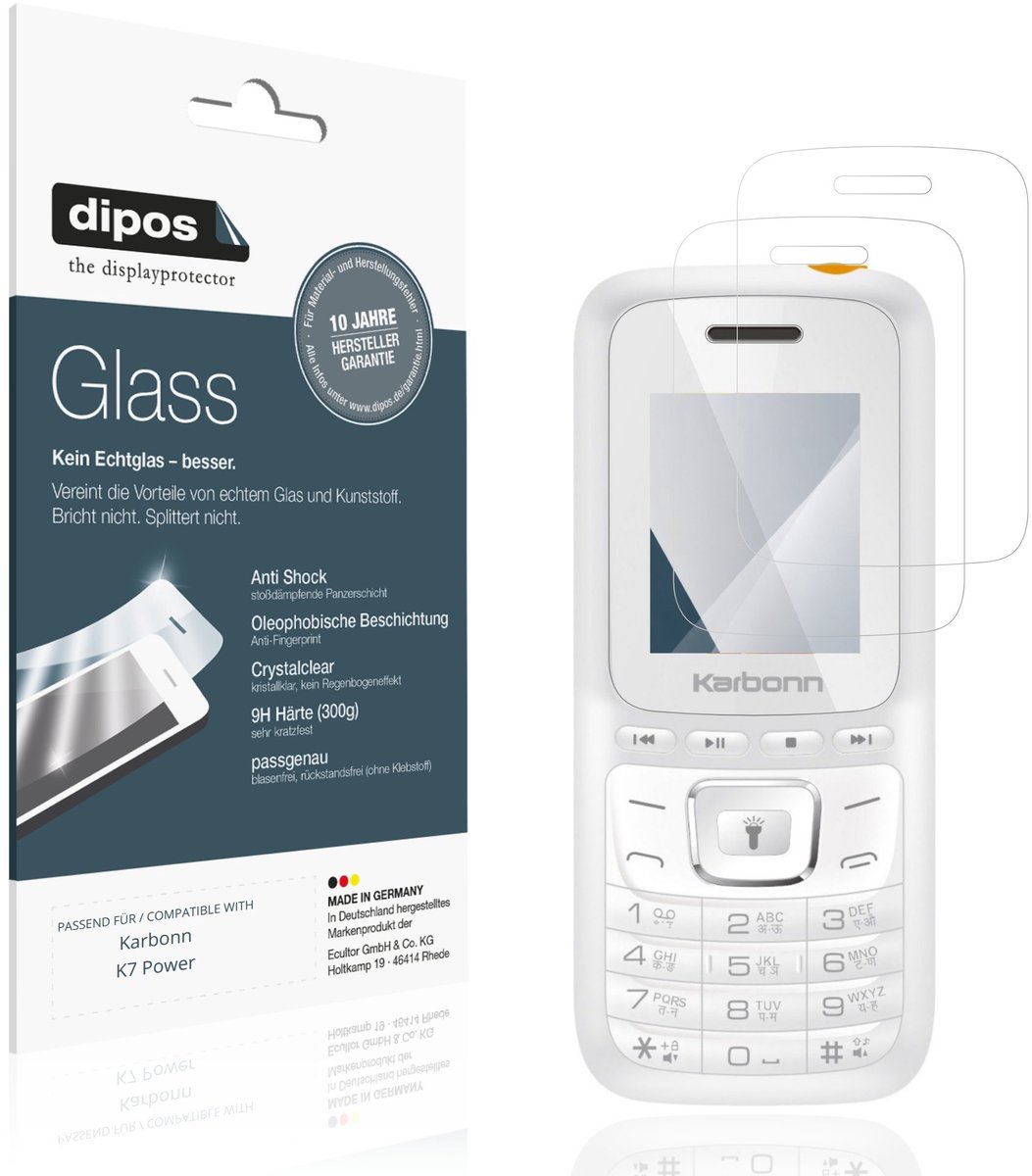 dipos – 2x Pantserfolie geschikt voor Karbonn K7 Power | 9H Screenprotector