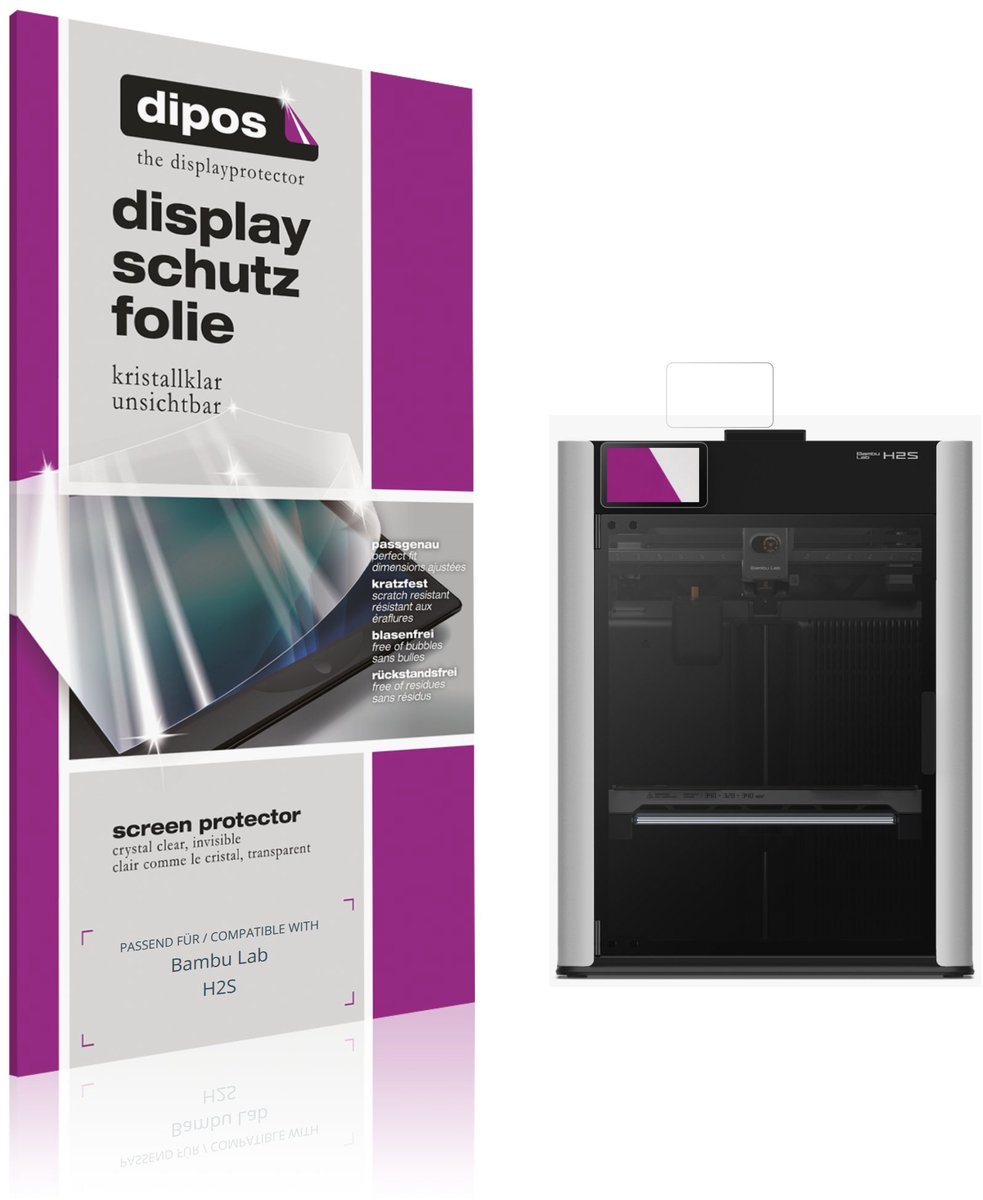 dipos – 2x Beschermfolie geschikt voor Bambu Lab H2S | Krasbestendige & heldere Screenprotector Ultra-Thin