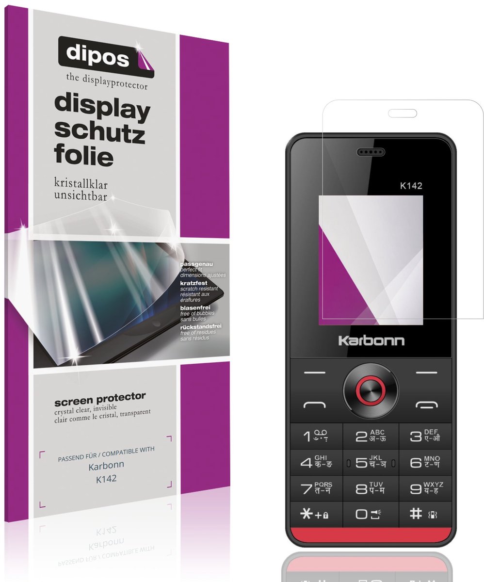 dipos – 4x Beschermfolie geschikt voor Karbonn K142 | Krasbestendige & heldere Screenprotector Ultra-Thin
