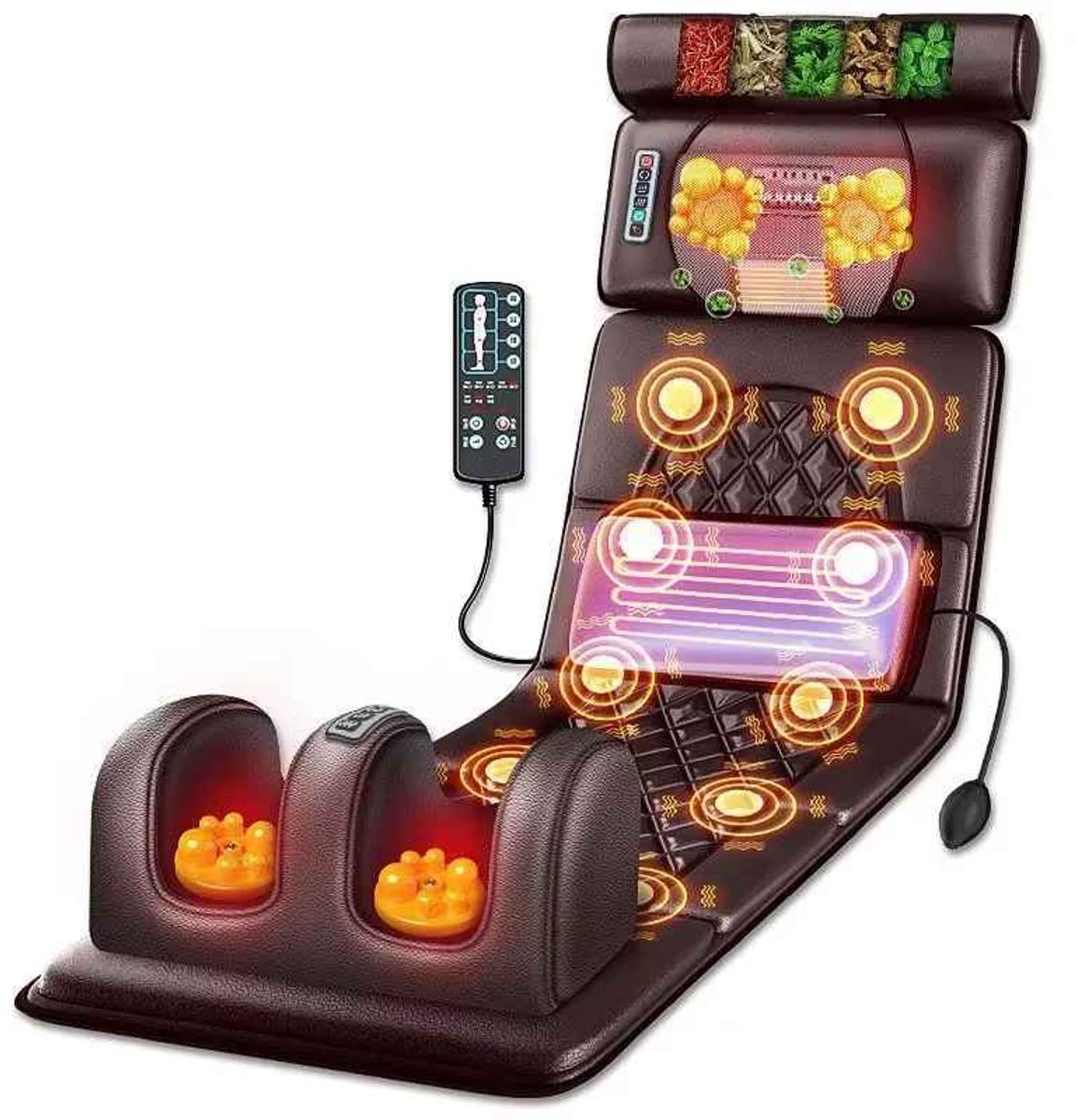 Casa Living Massagemat - Elektrische Massagematras - Infraroodverwarming - Vibratiemassage - Voor Nek, Rug en Benen - Zwart