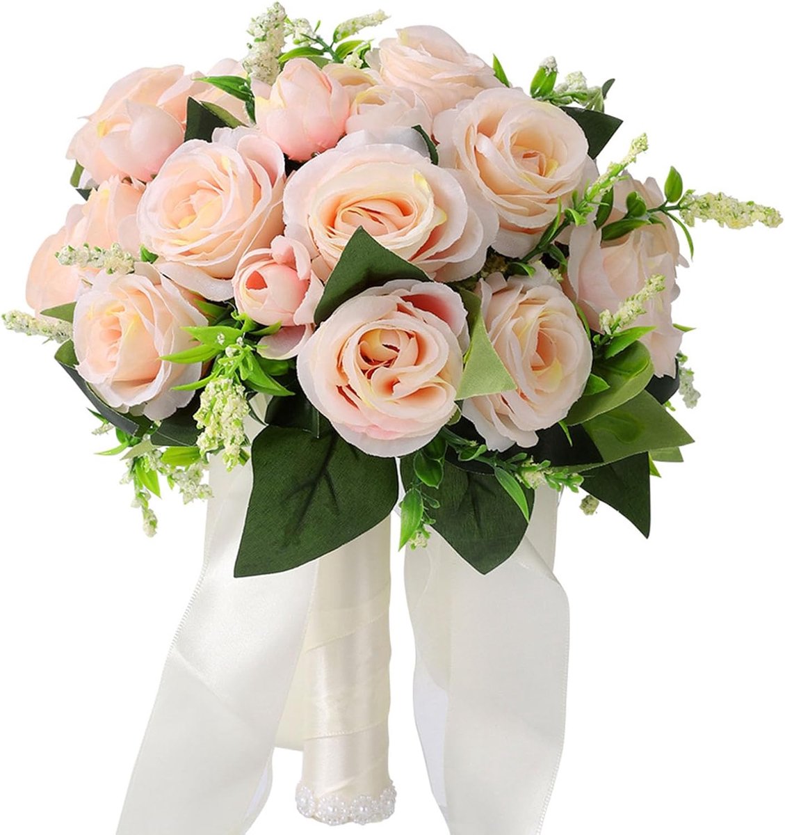 SnelShoppen - Kunstbloemen Bruidsboeket, Dried Flowers Bouquet voor Huwelijk, Kunstmatige Rozen, Hoogwaardige Materialen, Bruid Boeket voor Burgerlijk