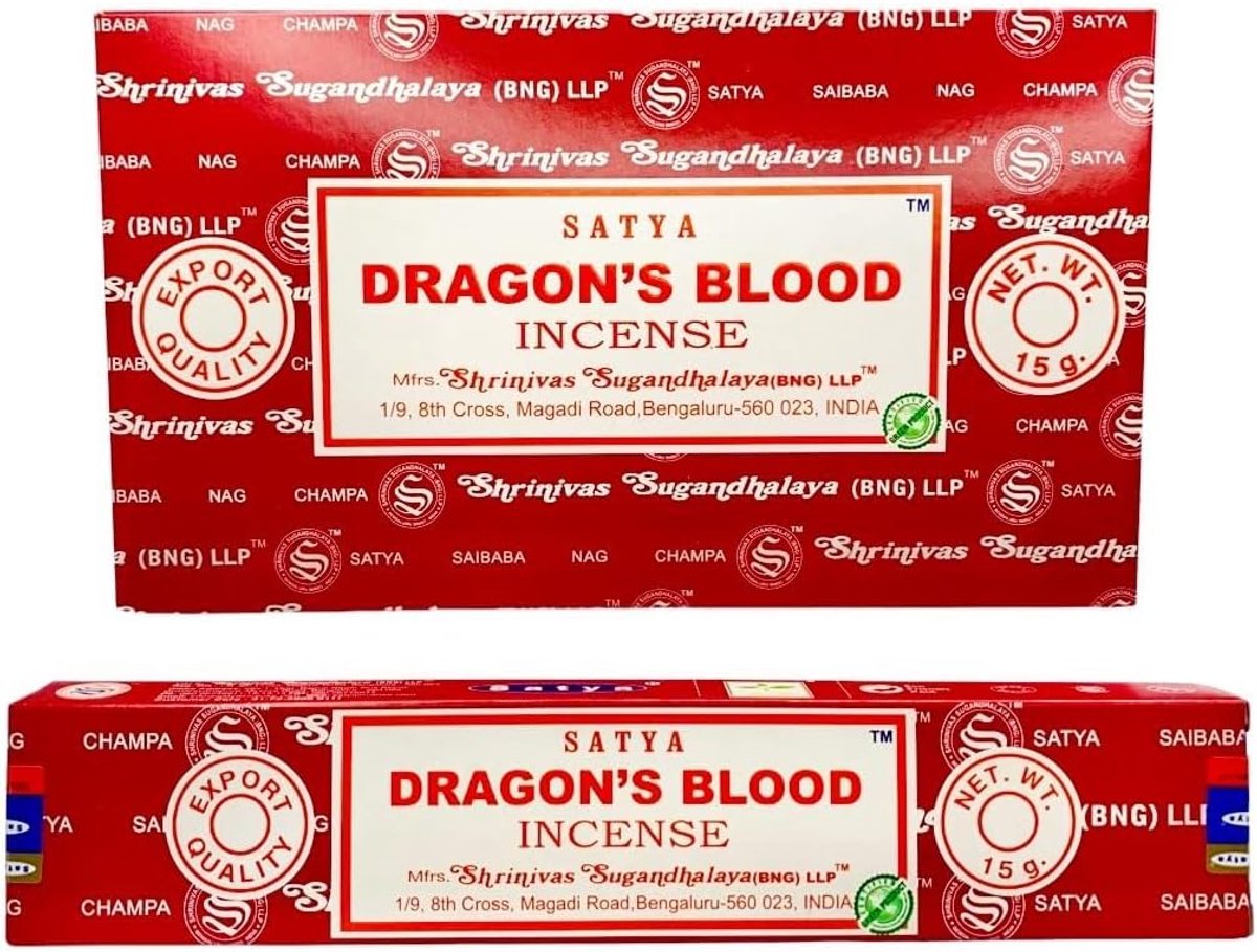 SnelShoppen - Satya Incense Dragon's Blood Wierookstokjes - 12 Pakketten (180g) - Aromatische Geuren voor Ontspanning en Meditatie - Perfect voor Fees
