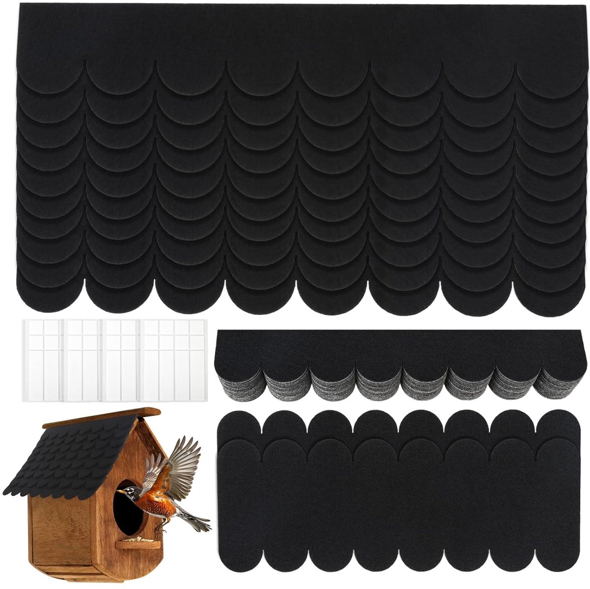 SnelShoppen - 36 Stuks Mini Zelfklevende Dakbedekking voor Vogelhuisje, Waterdichte Dakpannen met Dubbelzijdige Tape voor Nestkast, Insectenhotel, Hon