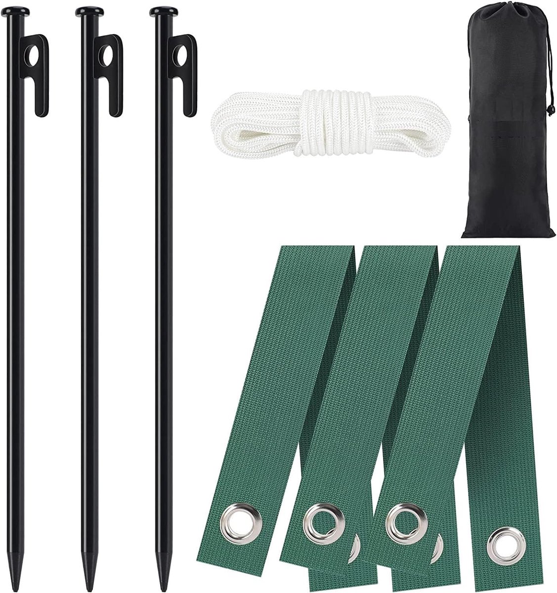 SnelShoppen - Tree Stake Kit 8 Pcs - 3x30 cm Heavy Duty Boomstaken met 3 Boombanden en 10 m Anker Touw voor Hurrikan Bescherming en Slecht Weer