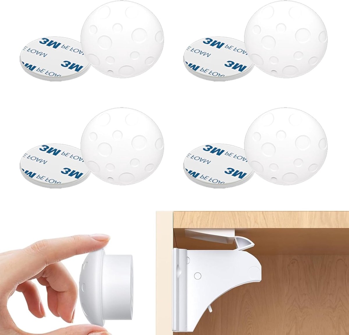 SnelShoppen - 4 Stuks Magnetische Kastslot, Vervangingssleutels voor Kindveiligheid, Onzichtbare Beveiliging voor Keuken en Speelgoedkasten, Hoogwaard