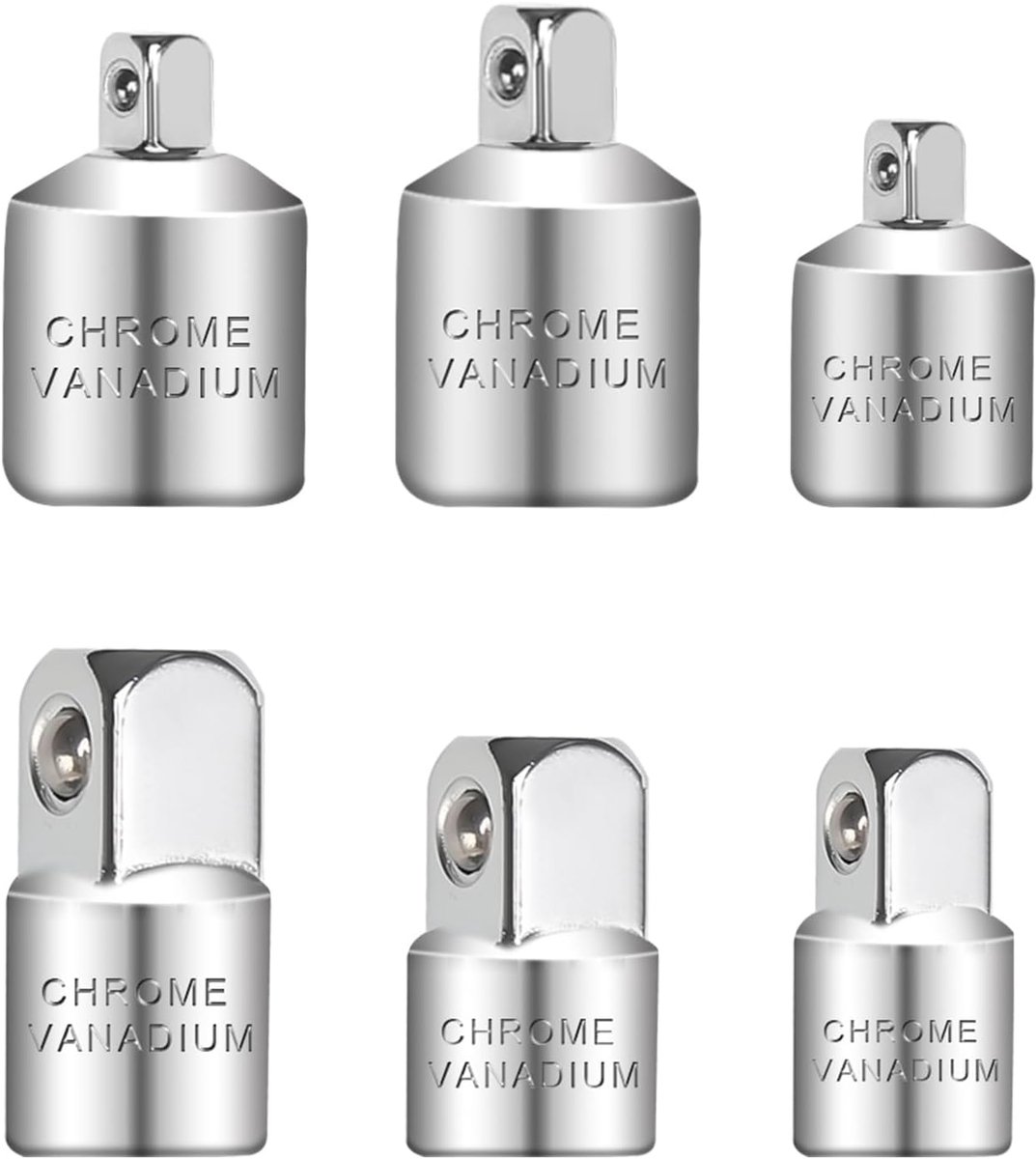 SnelShoppen - Socket Wrench Adapter Set 6-delig - 1/4 naar 3/8 en 3/8 naar 1/4 Adapters voor Steeksleutels, Ratchets - Hoogwaardig Chrome Vanadium Sta
