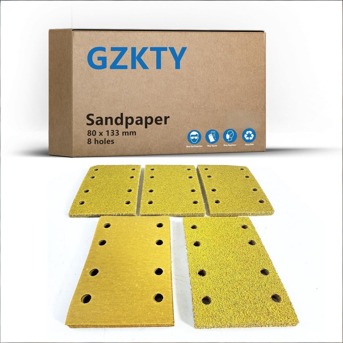 SnelShoppen - Set Schuurpapier met Click Fixatie, 105 Stuks, 80x133 mm, 7 Korrelgroottes 40/60/80/120/180/240/320 voor Orbitalen Schuurmachines