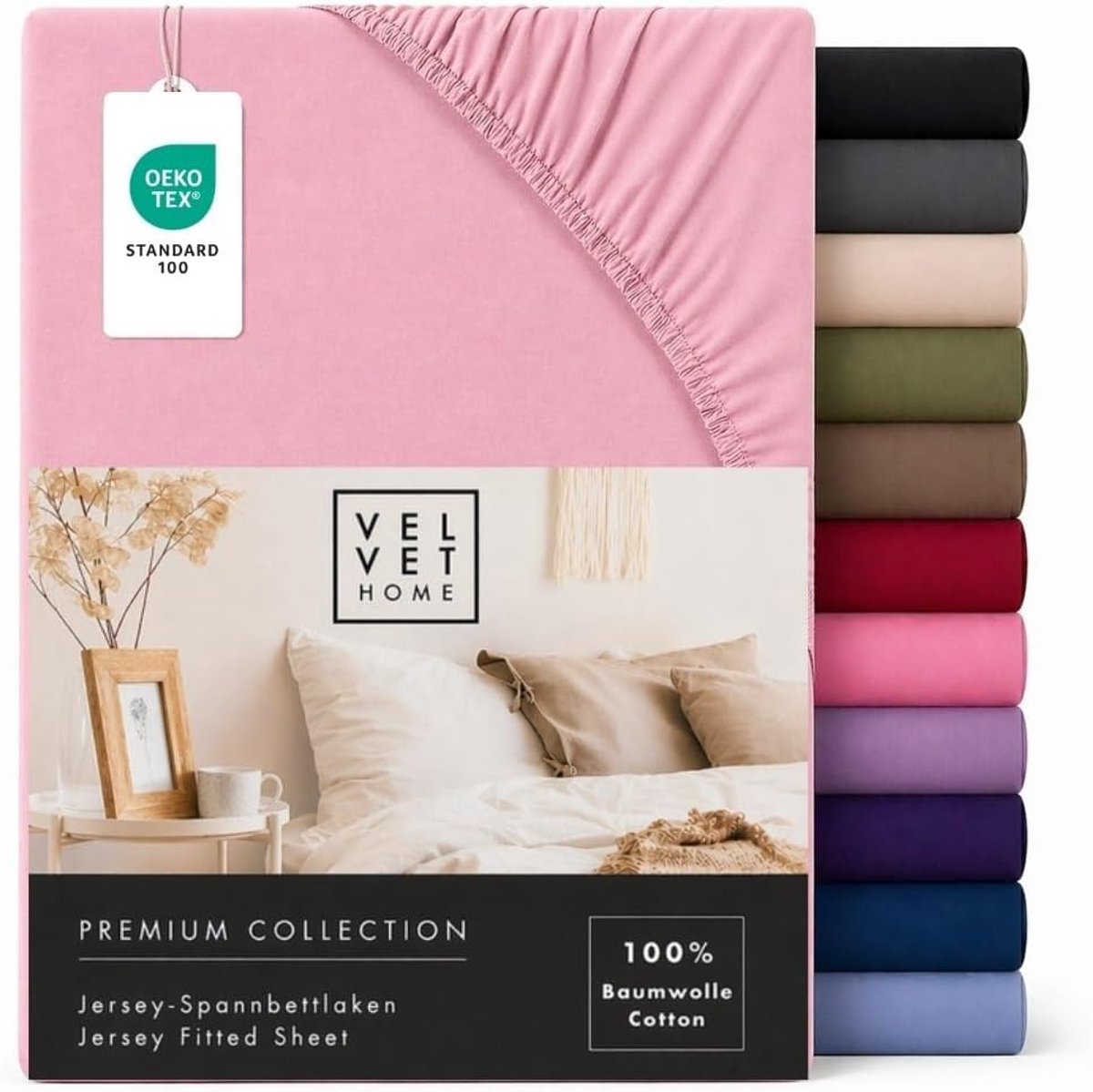 SnelShoppen - Jersey Fitted Sheet 180x200cm - 100% Kammgaren Katoen - Hoeslaken voor Matrassen tot 25 cm Hoog - OEKO-TEX - Ademend en Makkelijk Onderh
