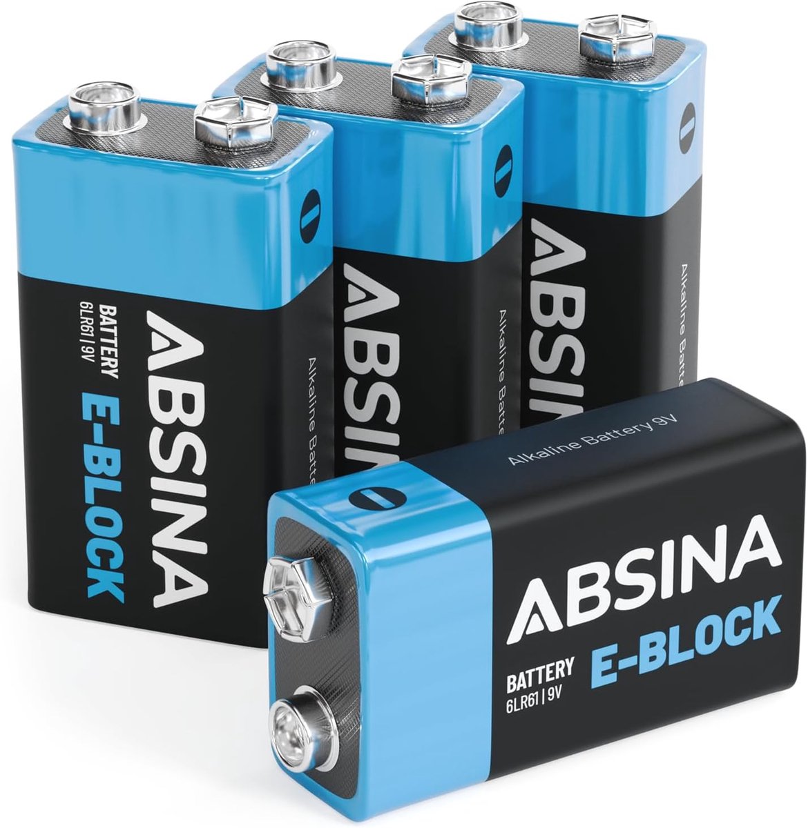 SnelShoppen - 9V Block Batterijen - 4 Pack Alkaline Duurzaam en Levenslang voor Rookmelders, Metal Detectors, Speelgoed, Afstandsbedieningen en Meer