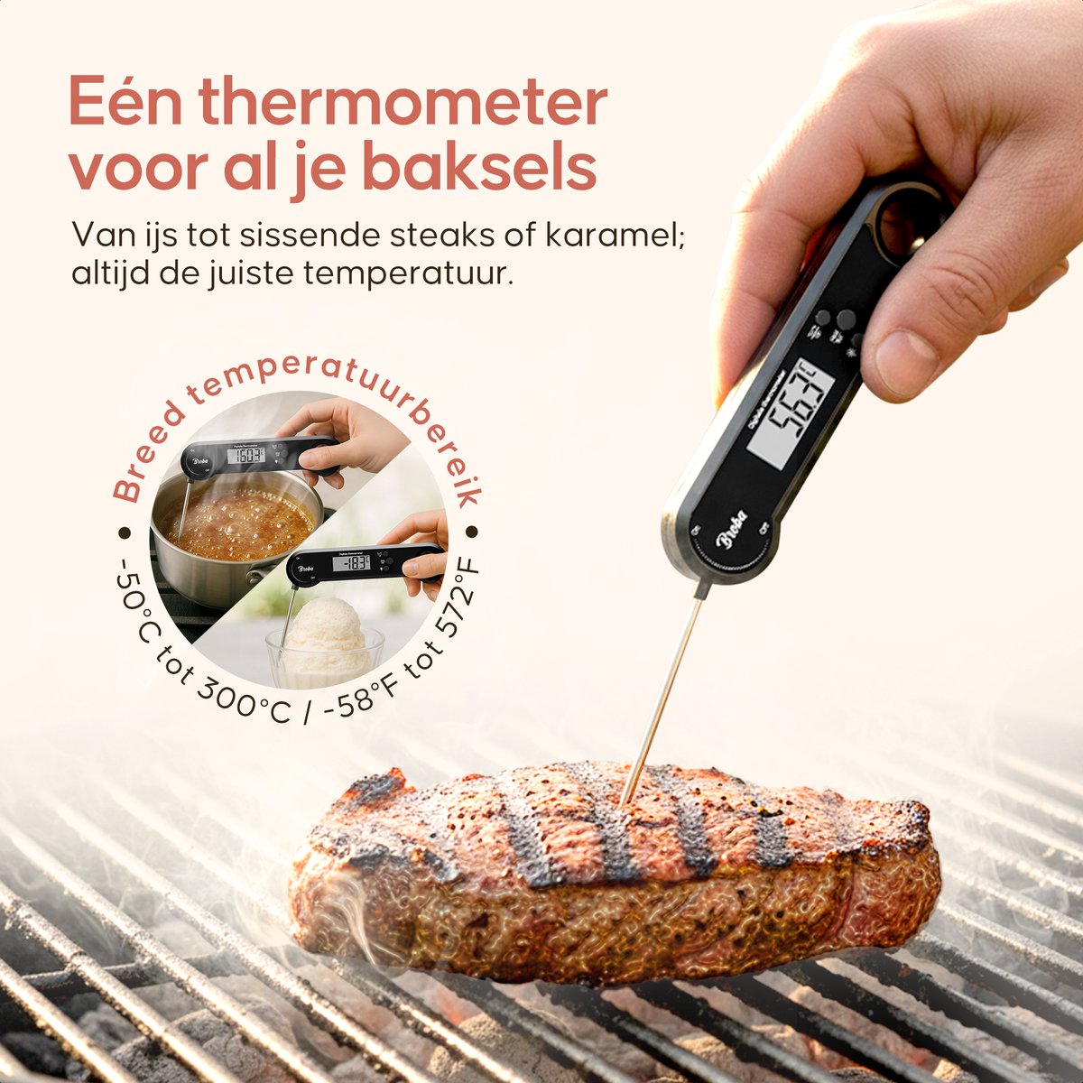 Vleesthermometer BBQ Thermometer - Oventhermometer Keukenthermometer Kookthermometer - Kerntemperatuurmeter Voedselthermometer Kernthermometer - Suikerthermometer Kook Thermometer Vlees Oven Keuken - Temperatuurmeter Digitaal - Barbecue Accessoires — cadeau in Sieraden - foto 8