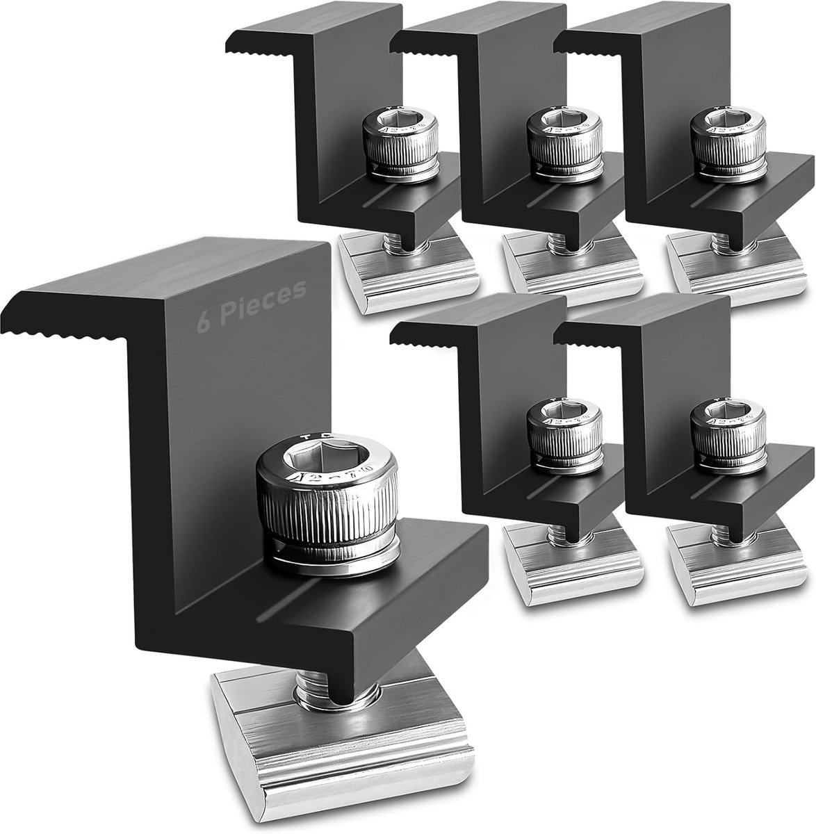 SnelShoppen - 6pcs Solar Panel Klemmen, 30mm Aluminium Legering PV Module Eindklemmen met Moeren en Schroeven, Verstelbare Z Klem voor Zonnepaneel Bev