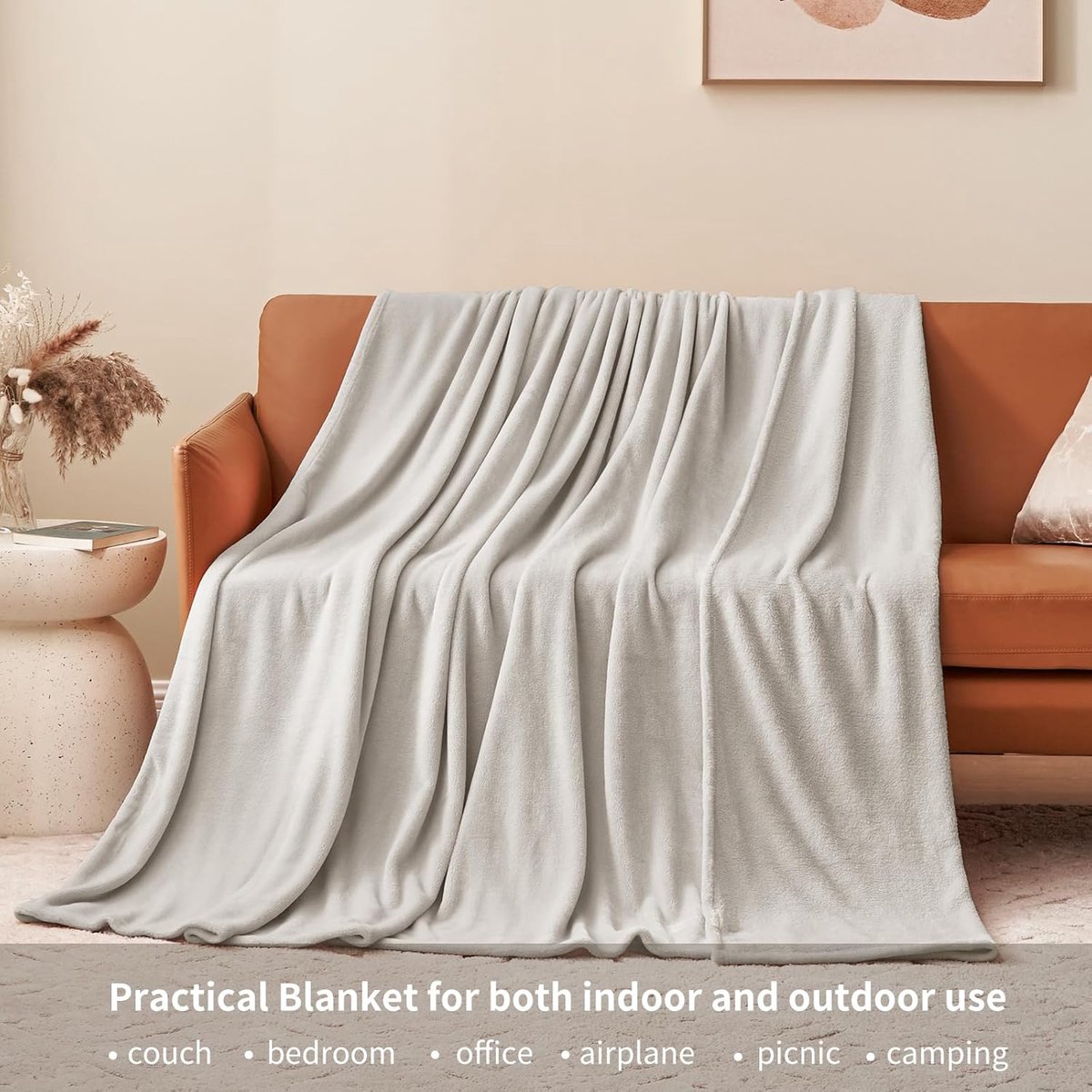 SnelShoppen - Fleece Dekbedovertrek voor Eenpersoonsbed, 150 x 200 cm, Flanellen Deken, Warme Winterdeken, Beige, Ideaal voor Sofa en Bank