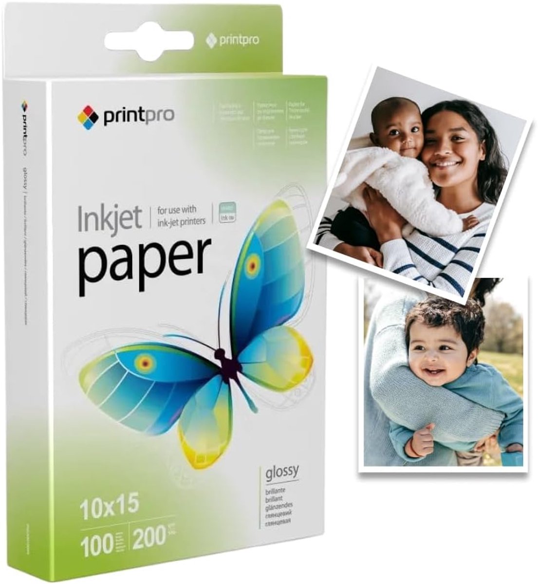 SnelShoppen - Hoogglans Fotopapier 10x15 cm, 200 g/m², 100 Vellen, Waterproof, Instant Dry, Geschikt voor Alle Inkjet Printers, Ideaal voor Schoolproj