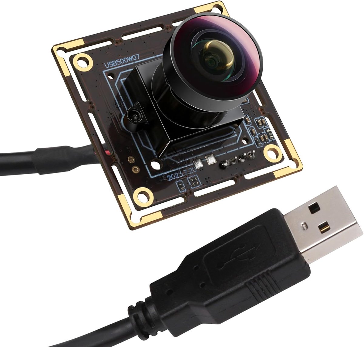 SnelShoppen - 5MP USB Camera Module met 1,95mm Fisheye Lens, 138 graden Groothoek, Plug-and-Play voor Computer, 3D-Printer en Lightburn - IMX335 UVC W