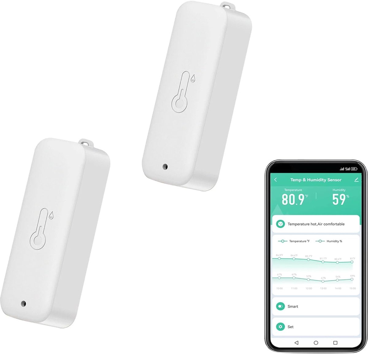 SnelShoppen - Smart Hygrometer Thermometer - Waterproof Vochtigheid en Temperatuur Sensor met App Alarm, Magnetische WiFi Sensor voor Binnen en Buiten
