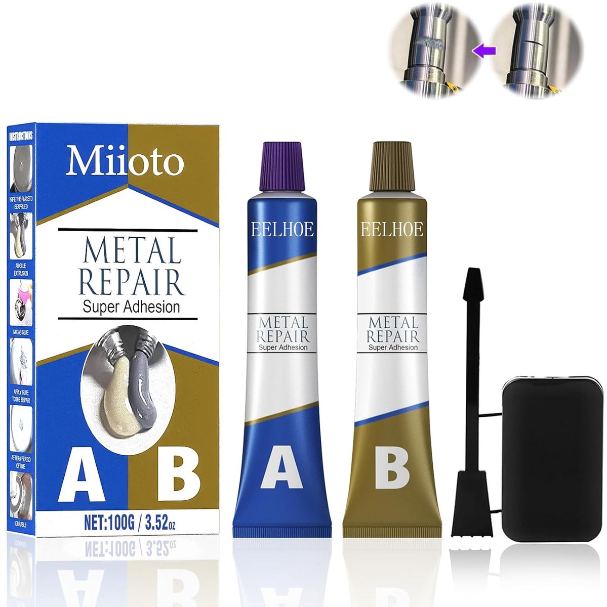 SnelShoppen - AB Magic Welding Glue 80G A+B, Sterke Metaallijm, Hittebestendig, Reparatiepasta voor Metaal, Brandstoftanklijm, Tear Proof Agent (40g +