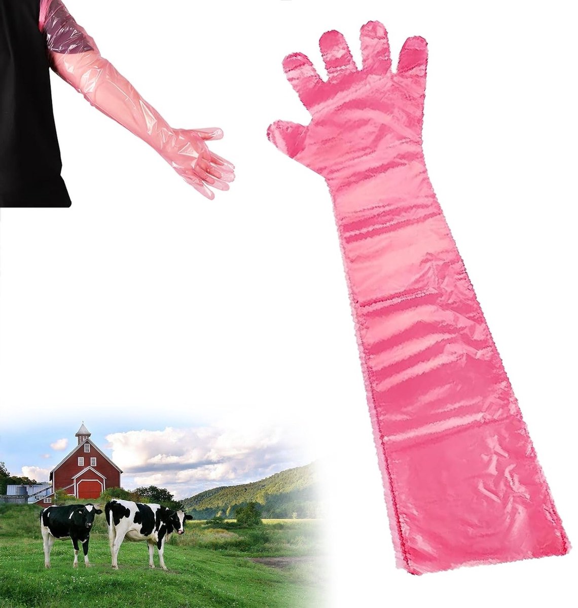 Verlengde wegwerp handschoenen voor dierenartsen, extreem rekbaar, ideaal voor veehouderij en dierenverzorging, zacht plastic en latex vingers