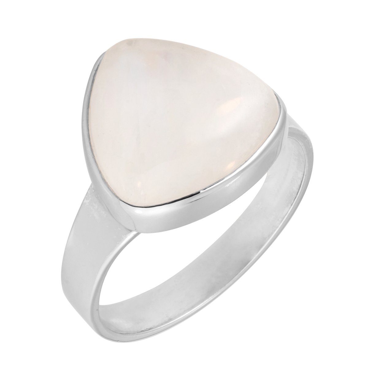 Cavill - Witte Labradoriet Ring 9,35 ct - 925 Sterling Zilver Gerhodineerd - Trillant Cabochon - Elegante Zilveren Ring Dames - Tijdloze Sieraden