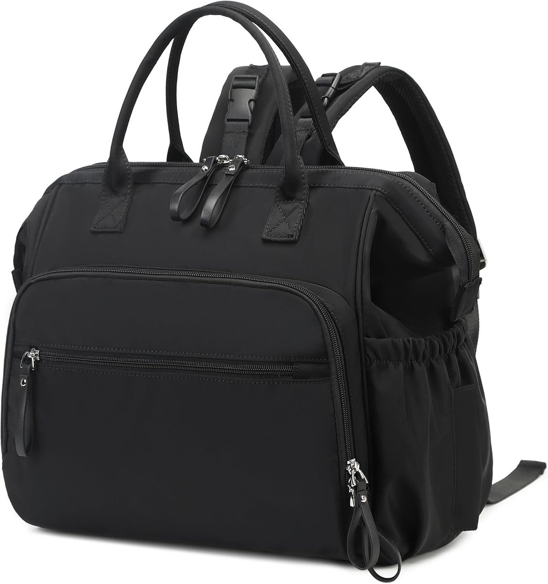 VHV - Luiertas - Luiertas rugzak - Verschoontas - Verzorgingstas - Waterafstotend - Met 14 vakken - Inclusief kinderwagenhaken - Voor onderweg - 37*32*21cm - Zwart