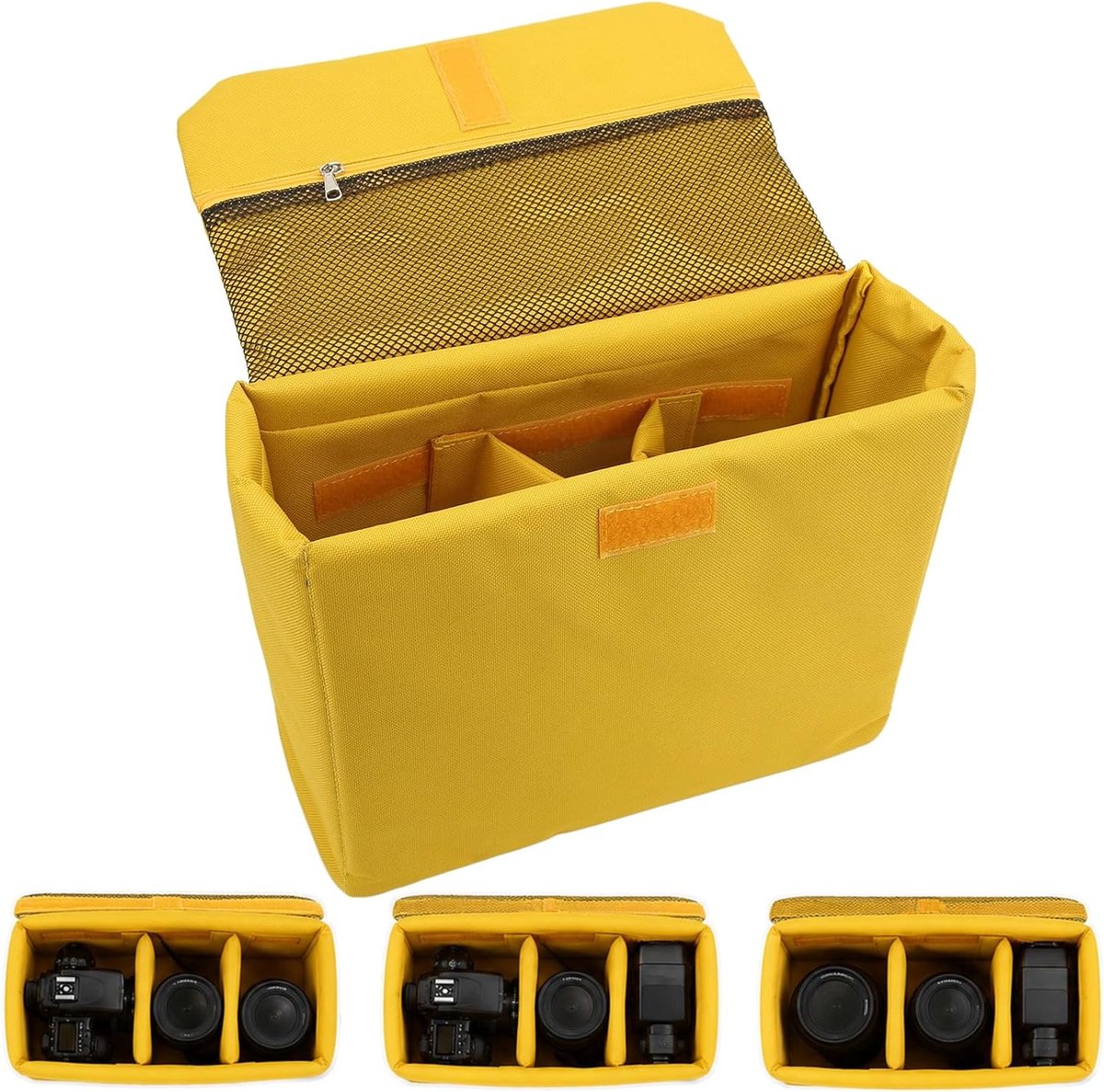 SnelShoppen - Camera Insert voor Rugzak Organizer - Beschermende Waterdichte Camera Inzetbag - Schokbestendig SLR Camera Lens Bag - Geel (S)