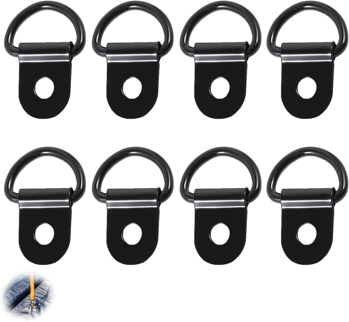 Set van 8 D-Ring Lashing Eyelets - Ringen voor Constructie, Installatie en Camping - Roestvrij Staal voor Trailer en Truck