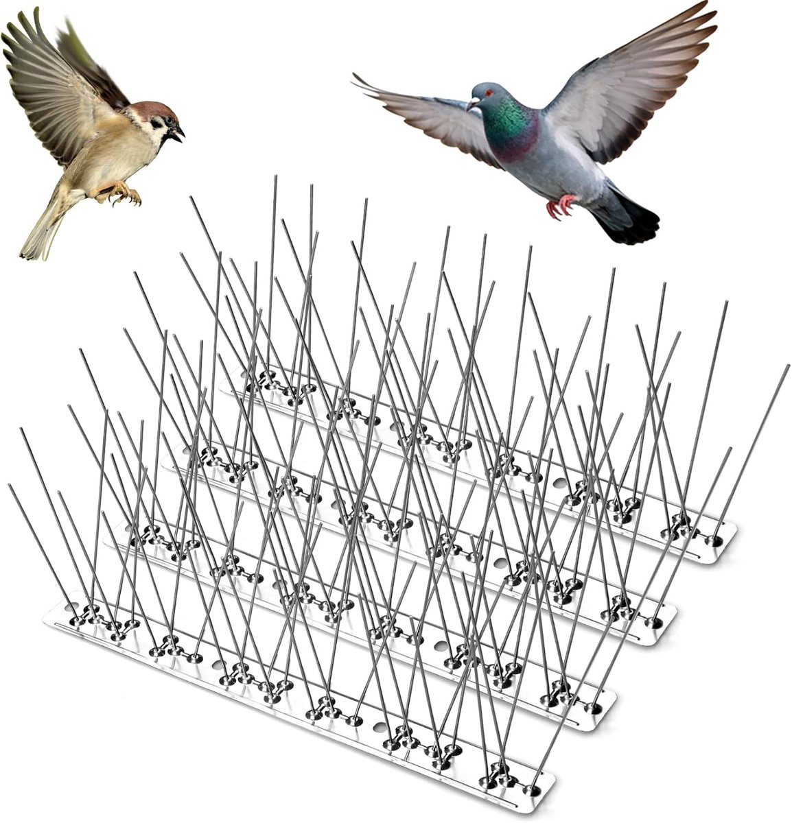 SnelShoppen - Draadloze Vogelafschrikken Spikes Rvs 2 m - Pigeon Guard Balkon Spikes - Duurzaam en Weerbestendig - Ideaal voor Daken en Ramen