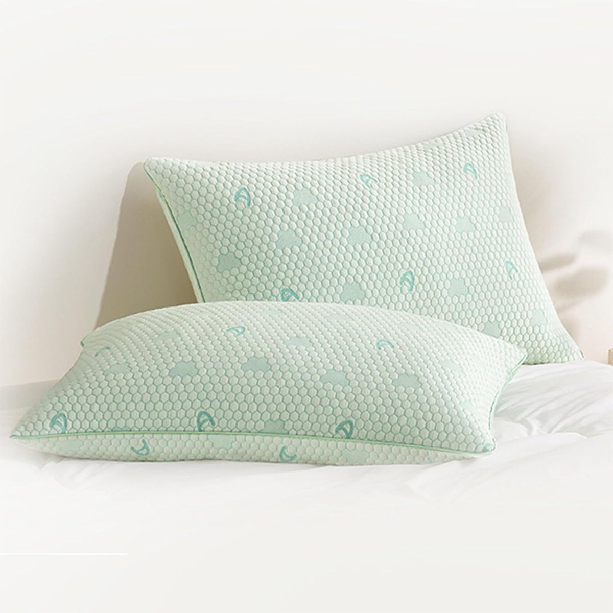 SnelShoppen - 2x ACCURATEX Koelende Geheugen Foam Kussen 40x80 cm, Verstelbaar Slaapkussen met Afneembare Hoes, Koel Bedkussen voor Zij- en Rugslapers