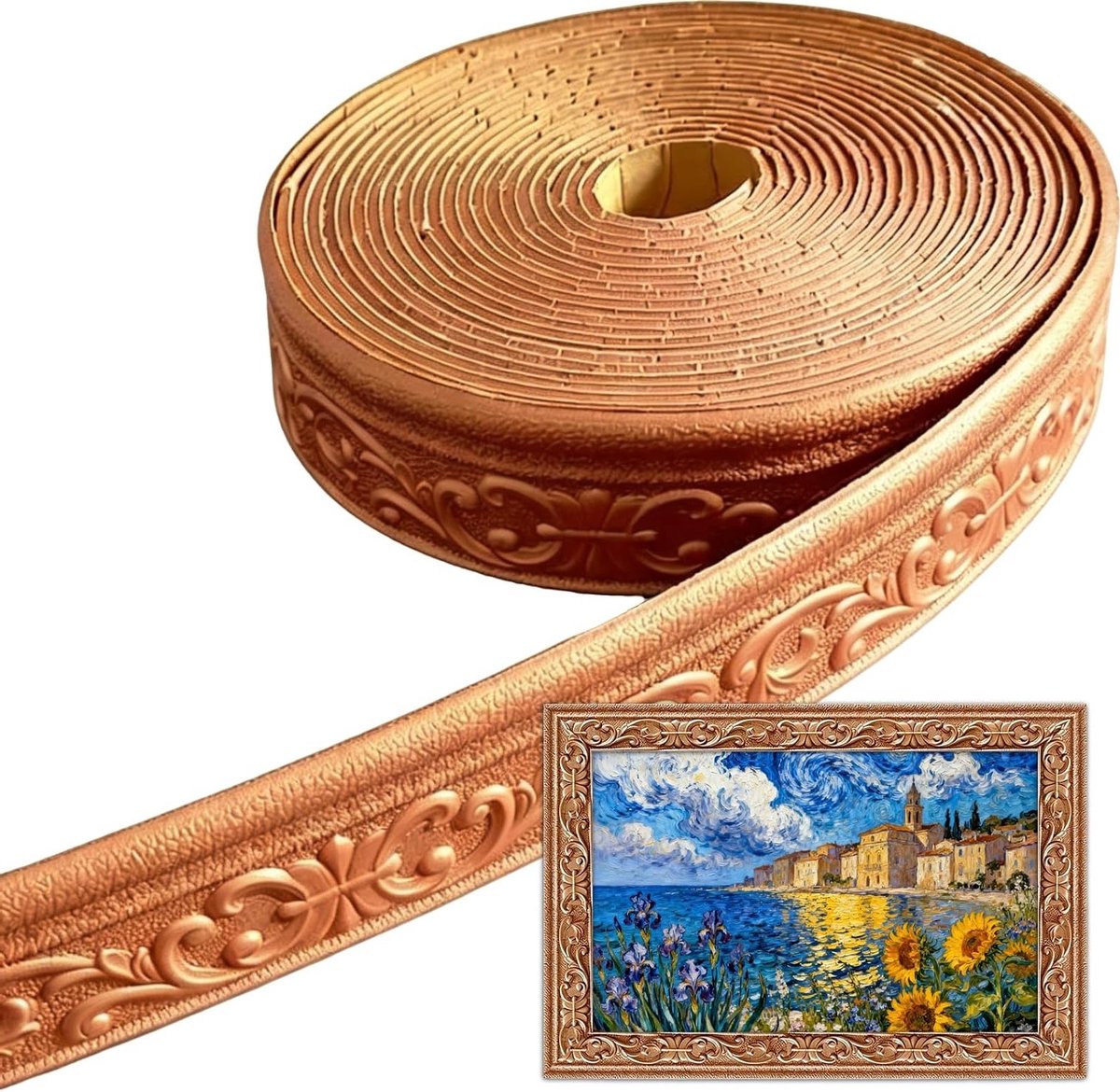 Sierlijst voor wand en plafond, 10 cm × 10 cm, zelfklevend, waterdicht en duurzaam, decoratieve plint voor binnenshuis en hal