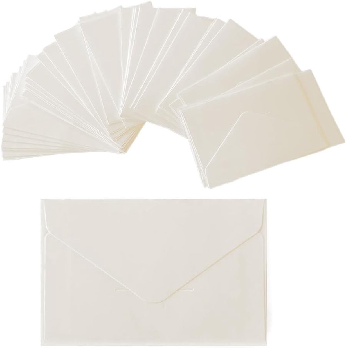 SnelShoppen - 80 Mini Enveloppen 14.13x2.75 Inch - Vintage Witte Enveloppen voor Kaarten, Uitnodigingen, Geschenken, Bedankbriefjes - Perfect voor Fee