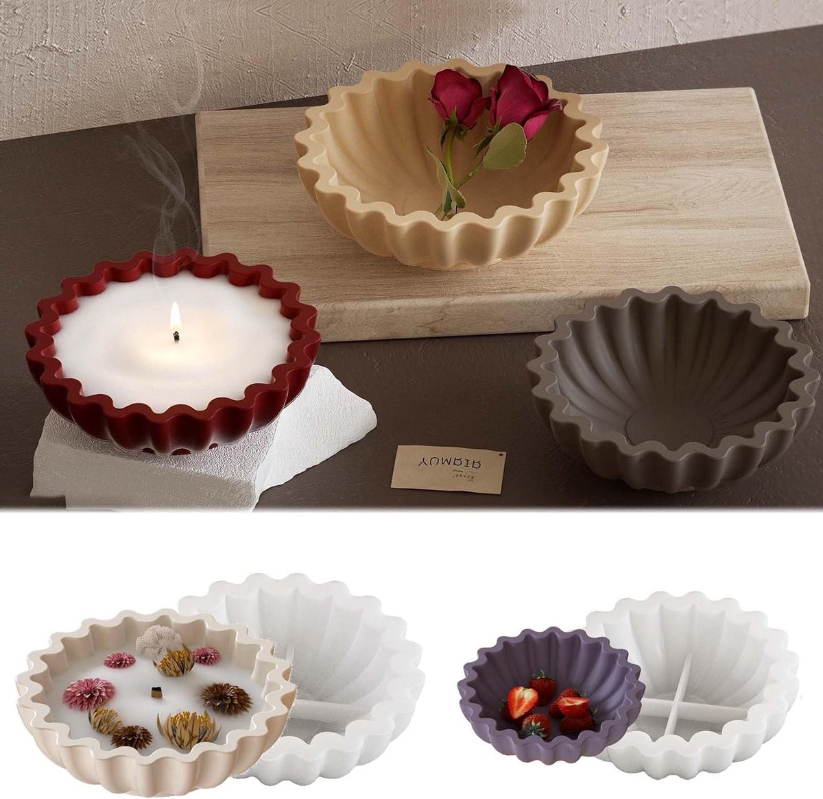 Set van 2 Siliconen Mallen voor Bakken en Gieten, Bloemvorm Tray, Ideaal voor Plak- en Gietwerk, Creatieve DIY Projecten en Opslag