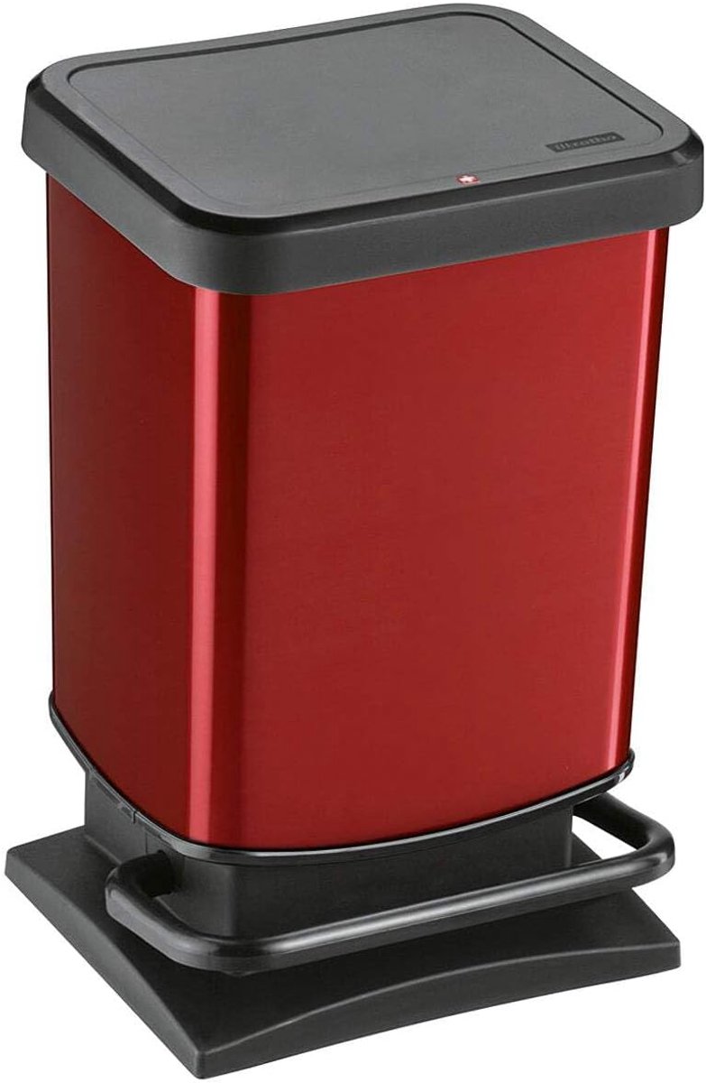 SnelShoppen - Rotho Paso Afvalemmer 20L Rood - Makkelijk te Reinigen Afvalbak voor Keuken, Badkamer en Tuin - Duurzaam Kunststof, Stijlvol Design