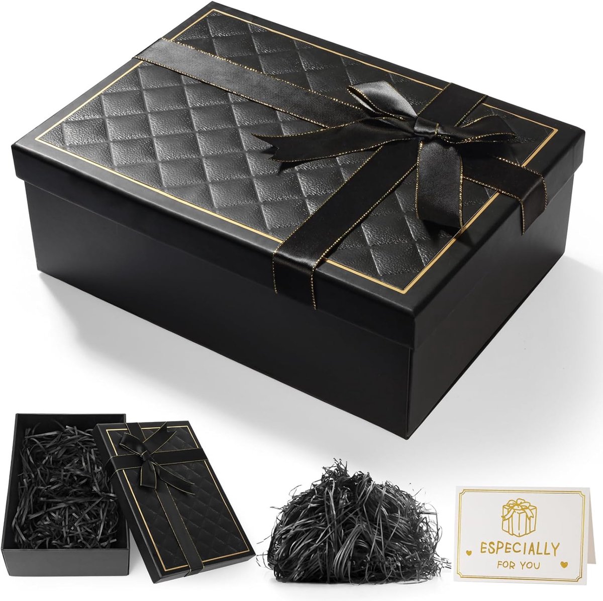 SnelShoppen - Grote Cadeau Doos met Deksel en Zachte Riem, Diepte 9 Cm, Perfect voor Kerst, Verjaardag, Valentijnsdag, Huwelijksgeschenken en Jubilea