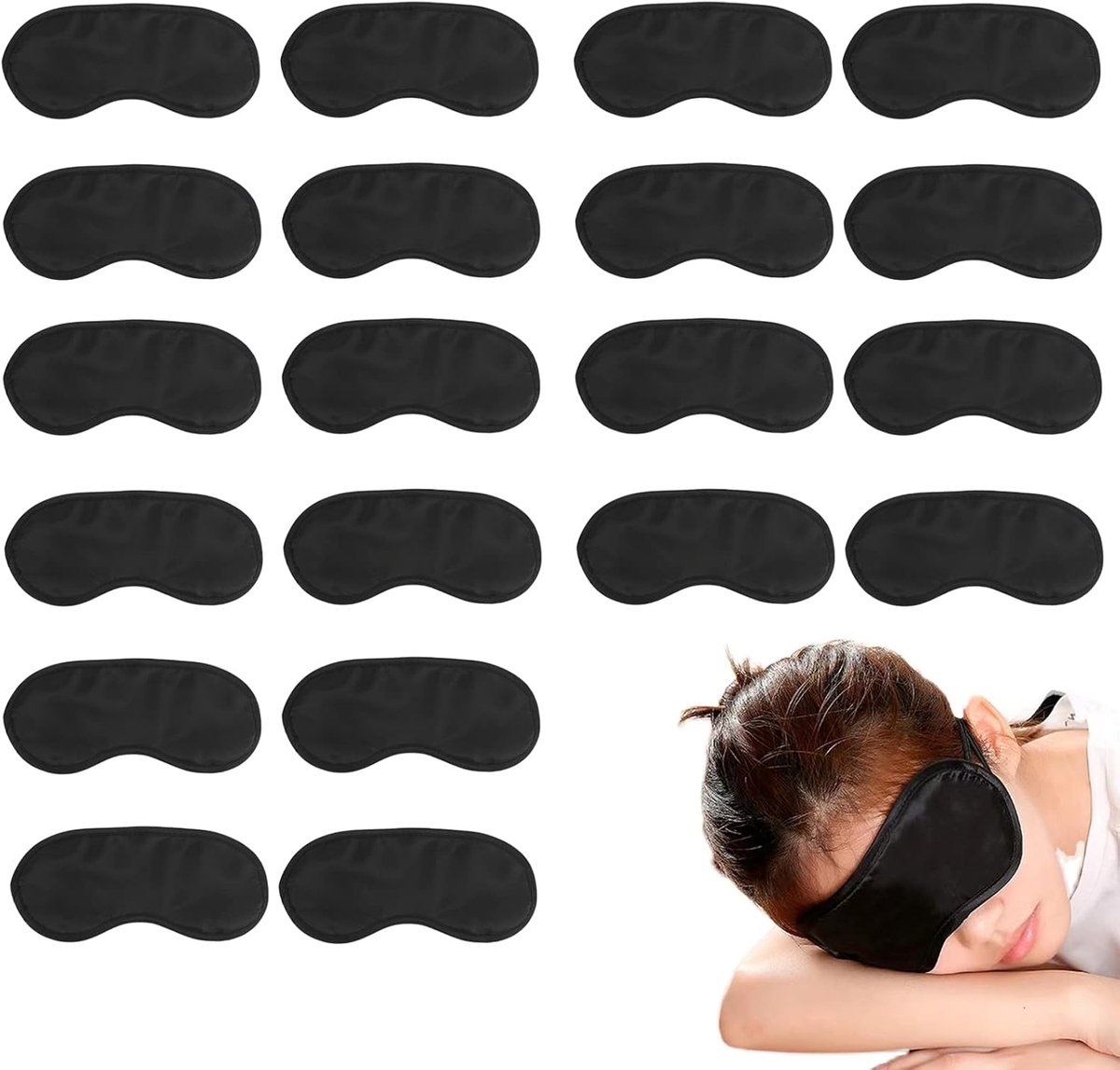 SnelShoppen - Sleep Mask - 20 Stuks - Zwarte Oogmasker - Lichtblokkerende Slaapspecifiek - Ademend en Comfortabel - Ideaal voor Yoga en Reizen