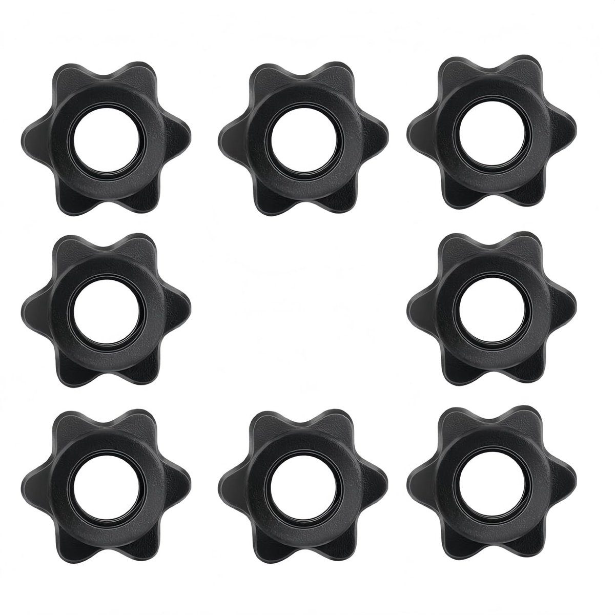 SnelShoppen - Pack van 8 Hex Nuts met Dumbbells, Ster Lock, Gewicht Bar voor Moeder, Sport Training, Plastic Hex Nut, Zwart voor Barbell Bars